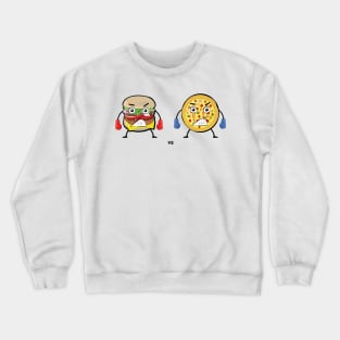 Funny Pizza vs Burger Characters - Fast Food Battle Crewneck Sweatshirt